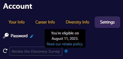 Image of tooltip to Retake the Discovery Survey