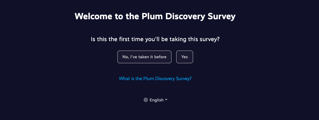 Image of the welcome screen for the Discovery Survey