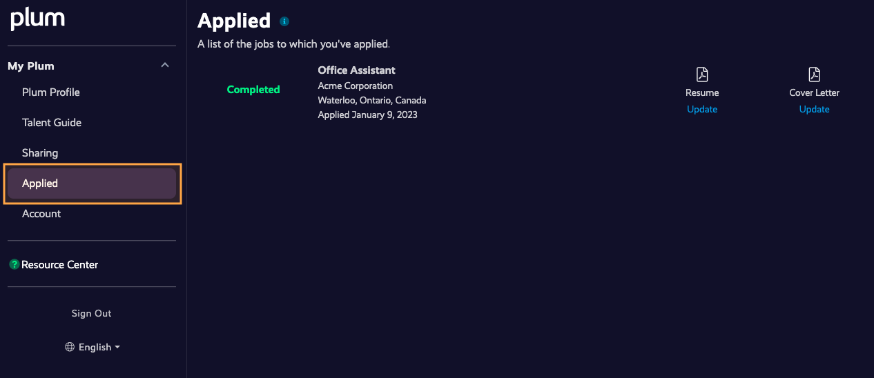 Image of applied tab in Plum