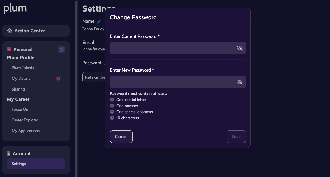 reset password modal