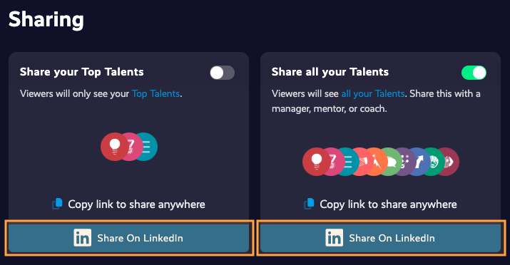 share to linkedin button at the top of the plum talents page