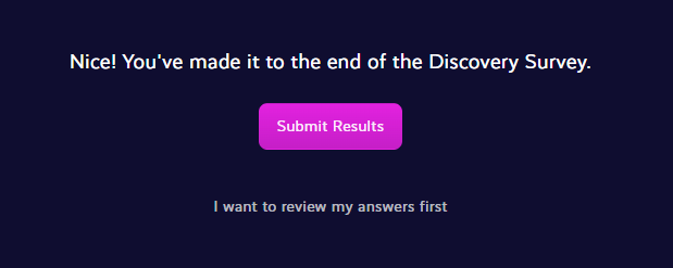 Image of submit your results button at the end of the Survey